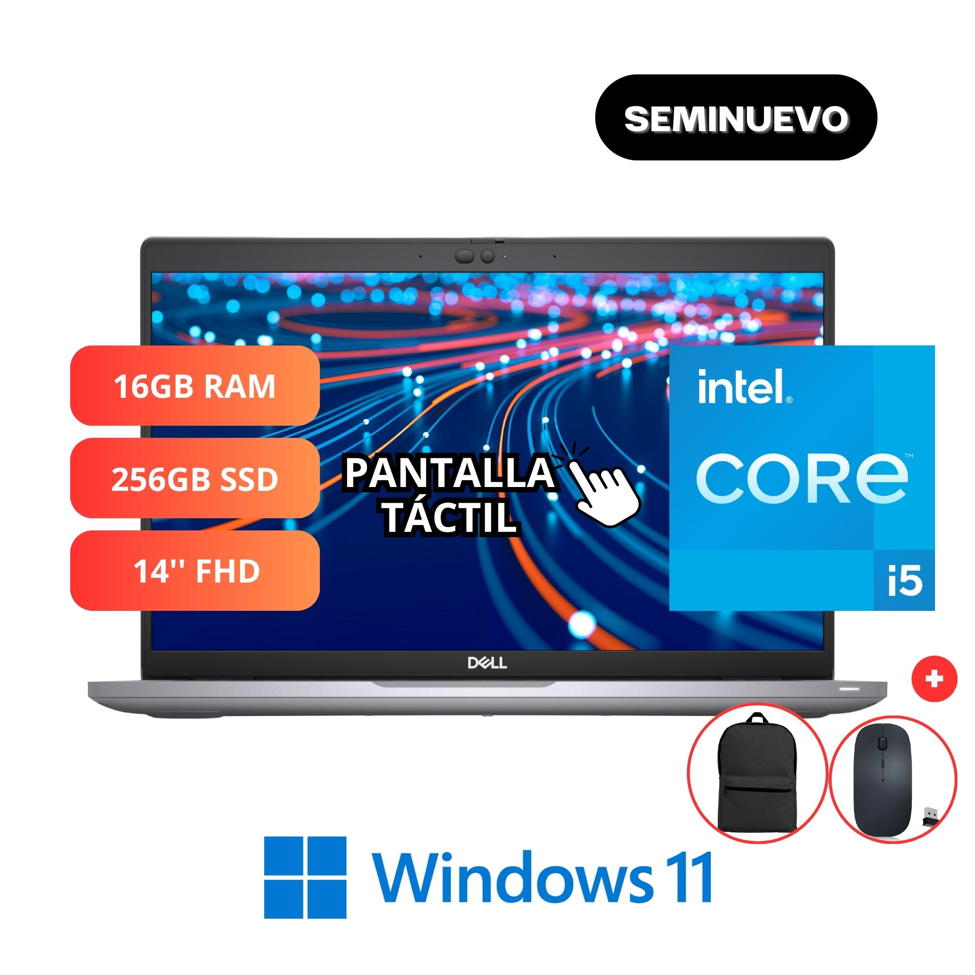 Dell Latitude 5420 I5 16gb 256ssd 14'' Táctil Win 11 - Mochila y Mouse - Seminuevo