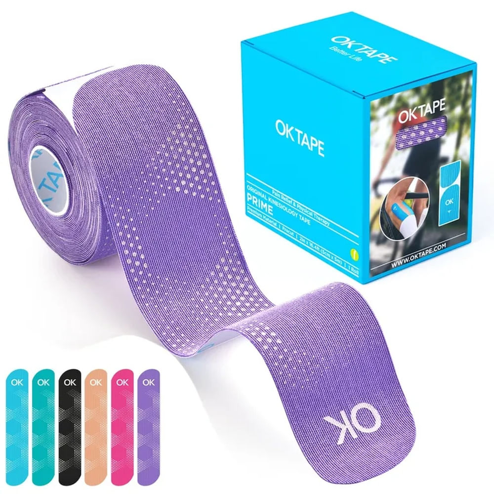 Ok Tape Prime Kinesiotape, Venda Kinesiologica Morado Reflectivo Hexagonal