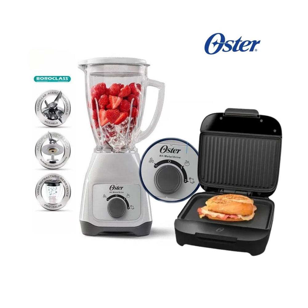 Combo Oster Licuadora 1.5 Litros Vaso de vidrio Boroclass - Sandwichera