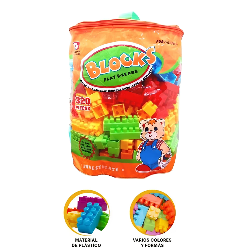 Divertido Juego de Bloques Multicolor de 320 Piezas