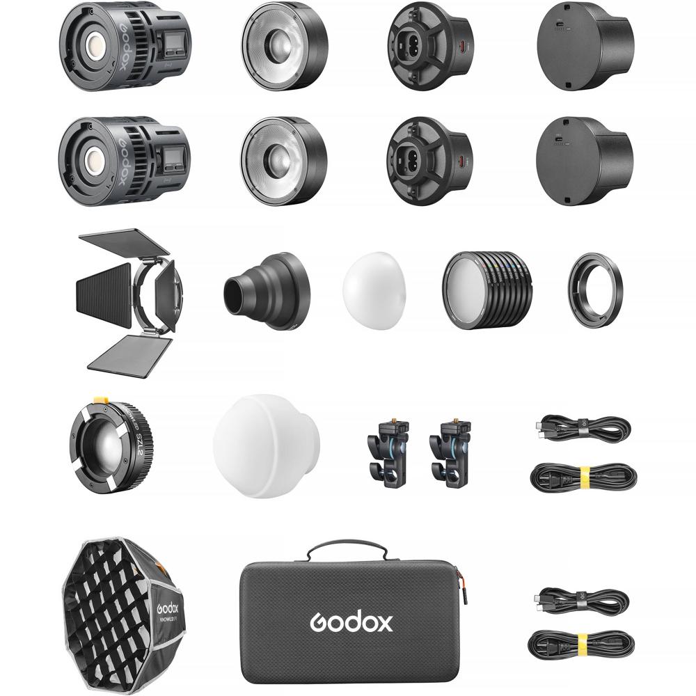 Godox Kit de Monolight LED RGB RS60R 2 Luces - 11,000 Lux, Control DMX y Bluetooth, Efecto