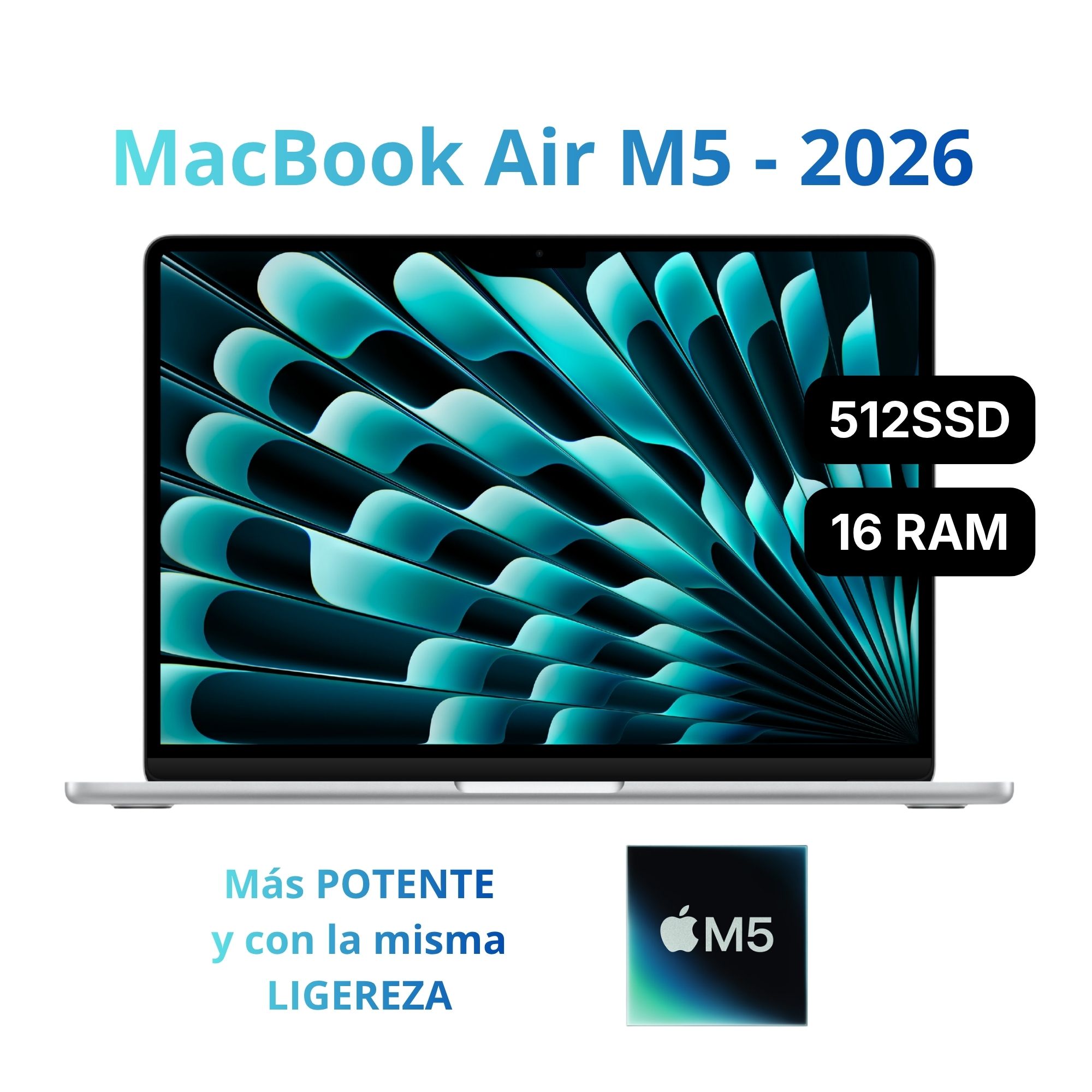MacBook Air Apple de 13''  Chip M5 16GB RAM 512GB SSD Teclado Inglés - Silver
