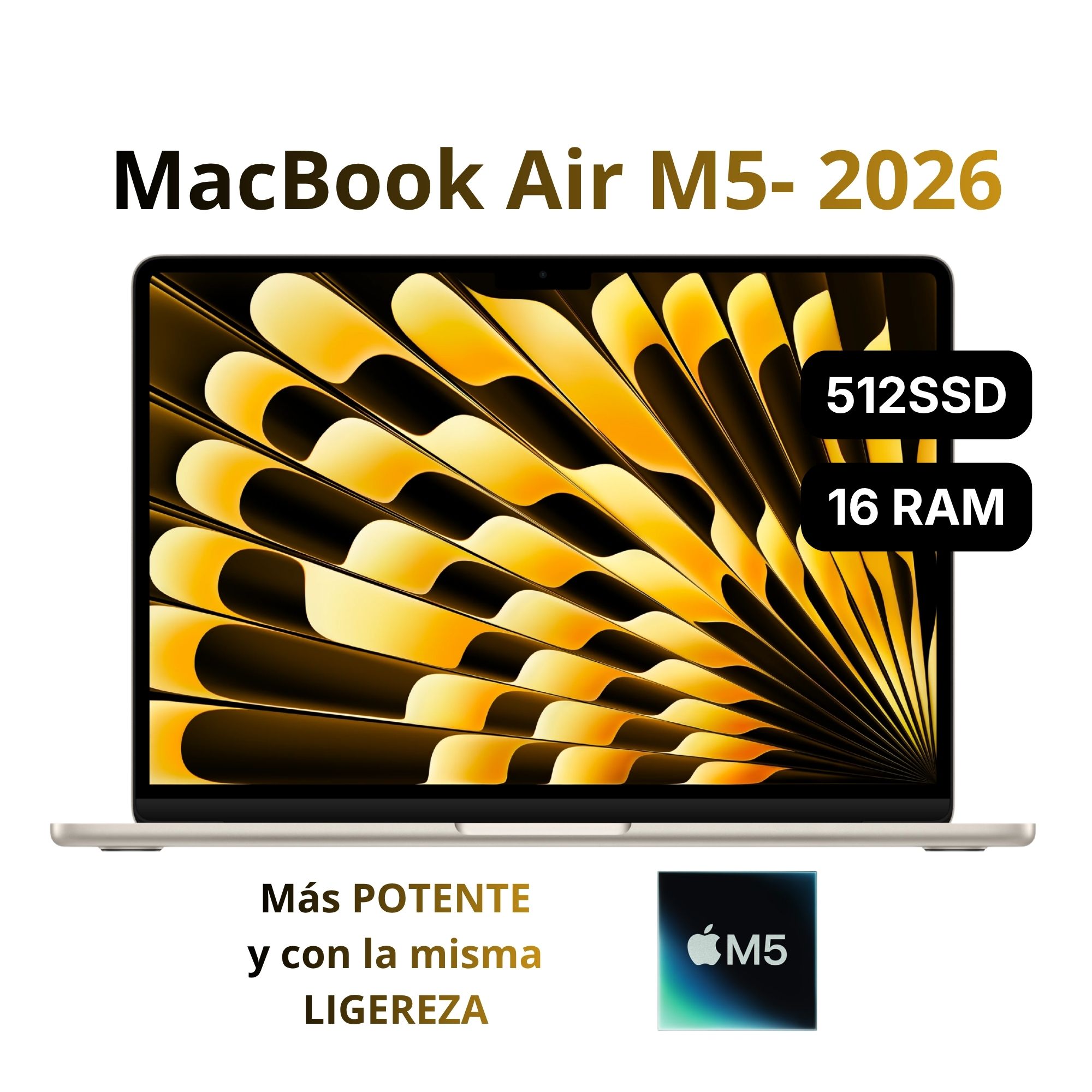 MacBook Air Apple de 13'' Chip M5 16GB RAM 512GB SSD Teclado Inglés - Starlight