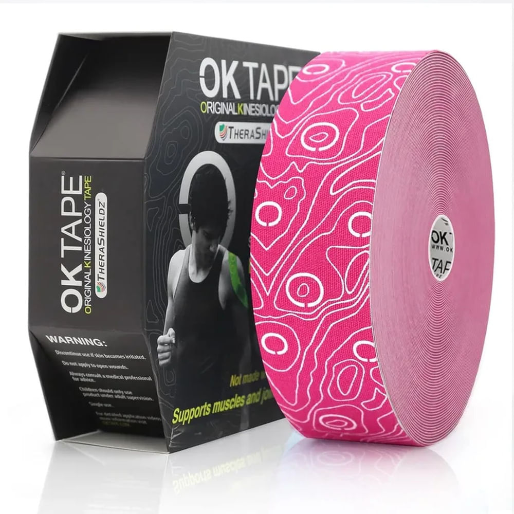Cinta Kinesiológica Ok Tape Pro Profesional 31.5mt X 5cm Rosa Chicle