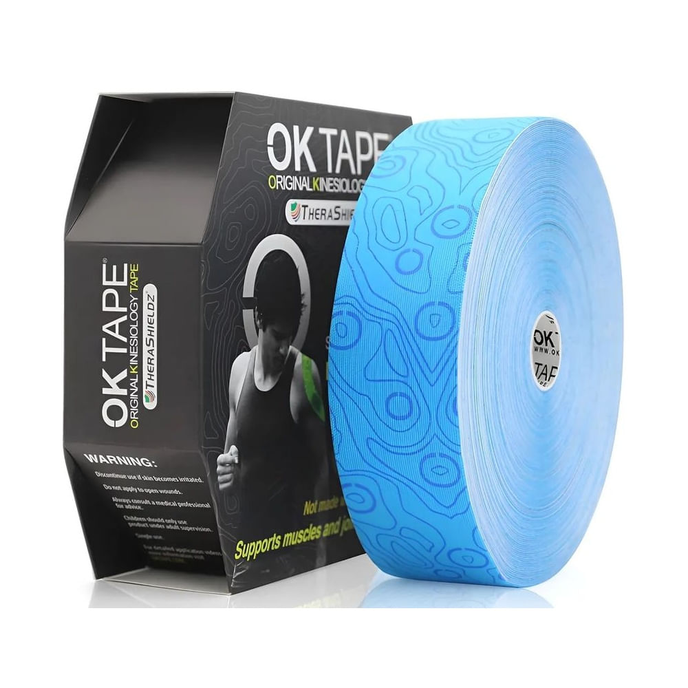 Cinta Kinesiológica Ok Tape Pro Profesional 31.5mt X 5cm Celeste