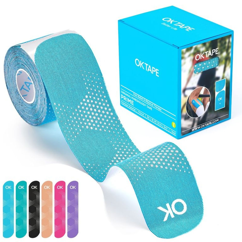 Ok Tape Prime Kinesiotape, Venda Kinesiologica Azul Reflectivo Hexagonal