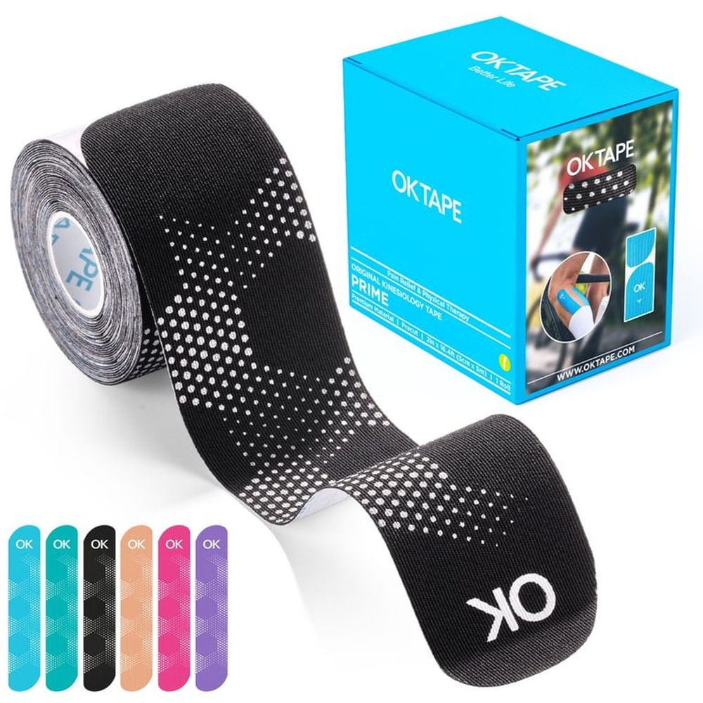 Ok Tape Prime Kinesiotape, Venda Kinesiologica Negro Reflectivo Hexagonal