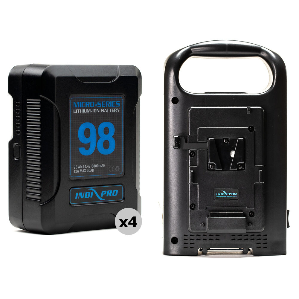 IndiPRO Tools Kit de 4 Baterías V-Mount 98Wh con Cargador Doble