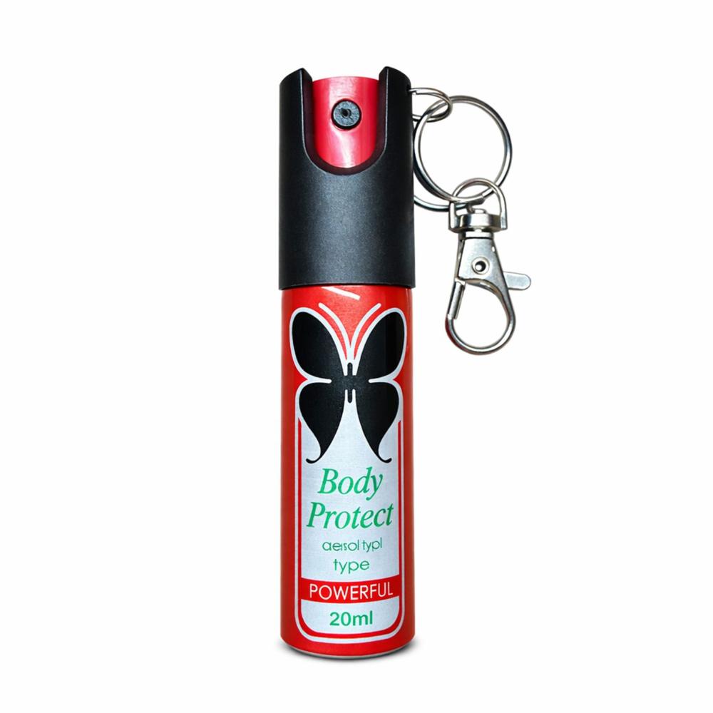 Gas Pimienta Llavero 20ml Compacto Con Seguro Portátil y Clip Metálico Rojo