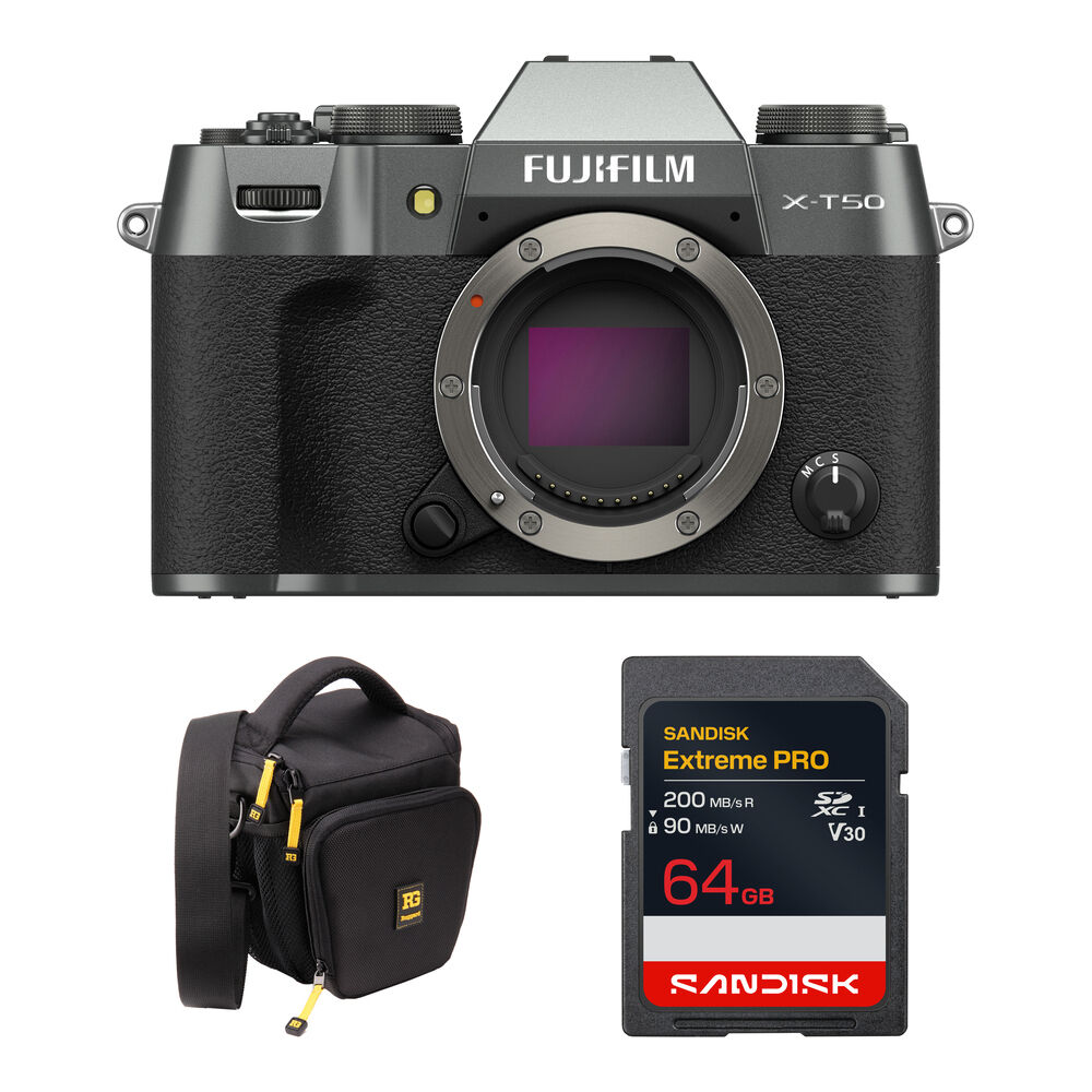 FUJIFILM X-T50 Cámara Mirrorless 40MP con Estabilización de Imagen y Accesorios Básicos