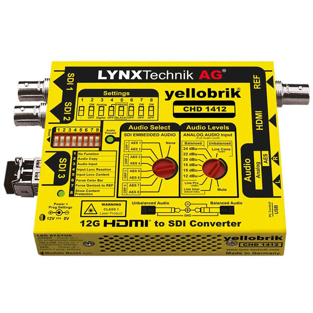 Lynx Technik AG yellobrik CHD 1412 Convertidor HDMI a 12G-SDI UHD 4K con Sincronizador de