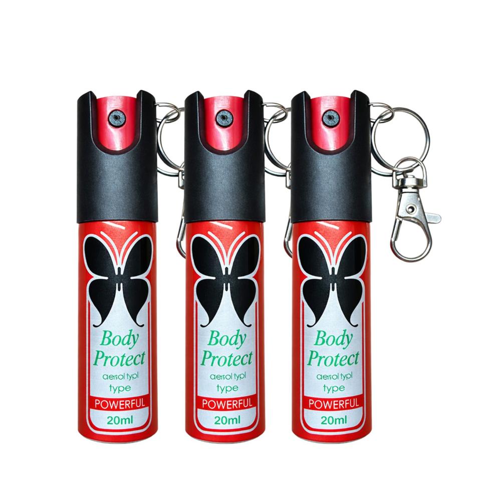 Pack 3 Gas Pimienta Llavero 20ml Compacto Con Seguro Portátil y Clip Metálico Rojo