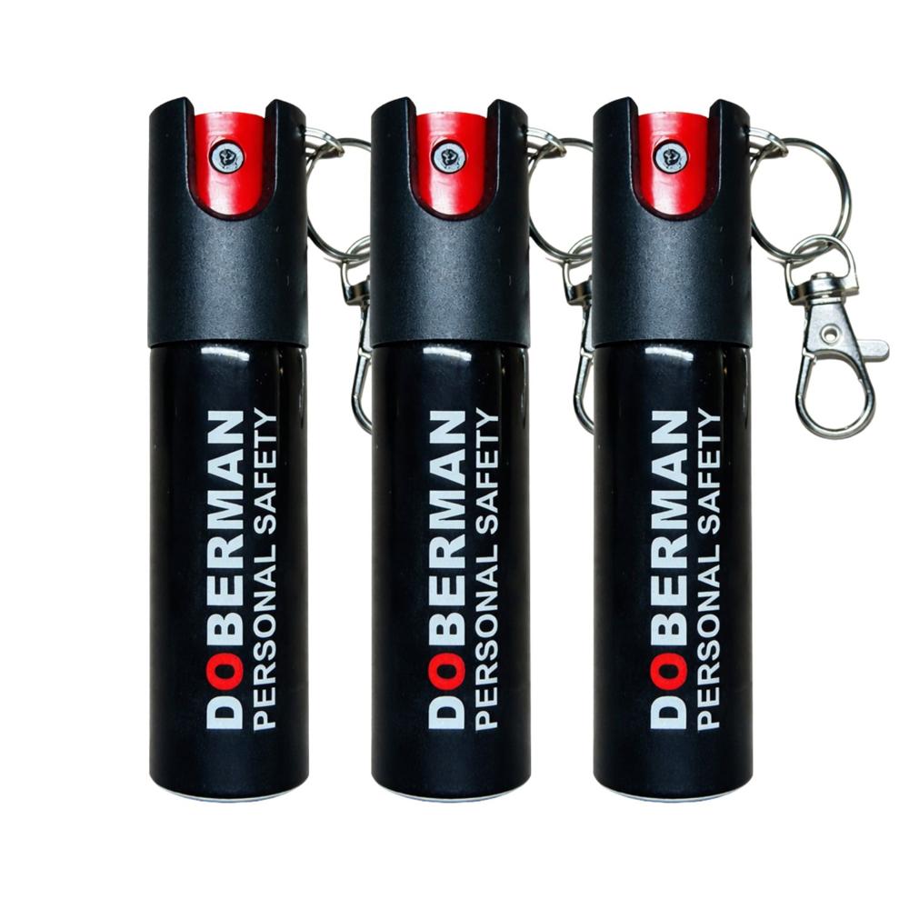 Pack 3 Gas Pimienta Llavero 20ml Compacto Con Seguro Portátil y Clip Metálico Negro