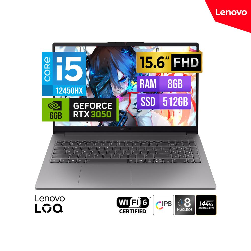 LAPTOP GAMER LENOVO LOQ 15IAX9E Core I5  12450HX  15 6 FHD  8GB DDR5 512GB SSD GEFORCE RTX 3050 6GB