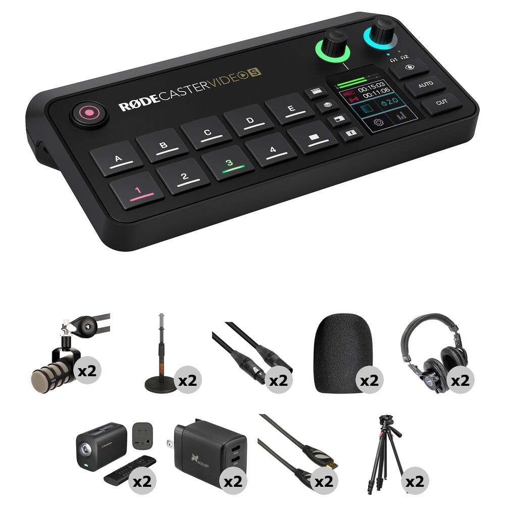 RODE RODECaster Video S Consola de Producción Todo en Uno para Podcasting con Kit de 2 CÃ