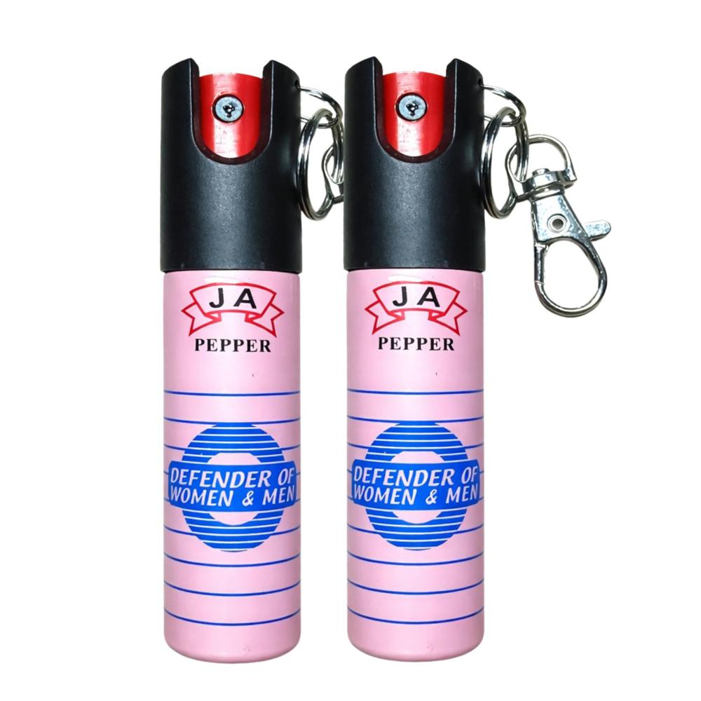Pack 2 Gas Pimienta Llavero 20ml Compacto Con Seguro Portátil y Clip Metálico Rosa