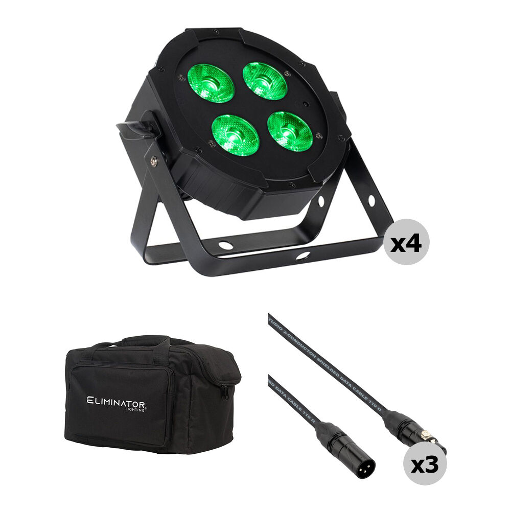 Eliminator Lighting Mega Hex L Par RGBLA+UV Kit de Iluminación LED Wash Light (4-Pack) co