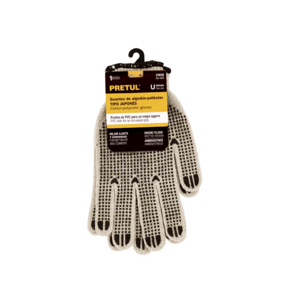 Guantes de algodón con puntos de PVC en palma y dorso PRETUL 21830