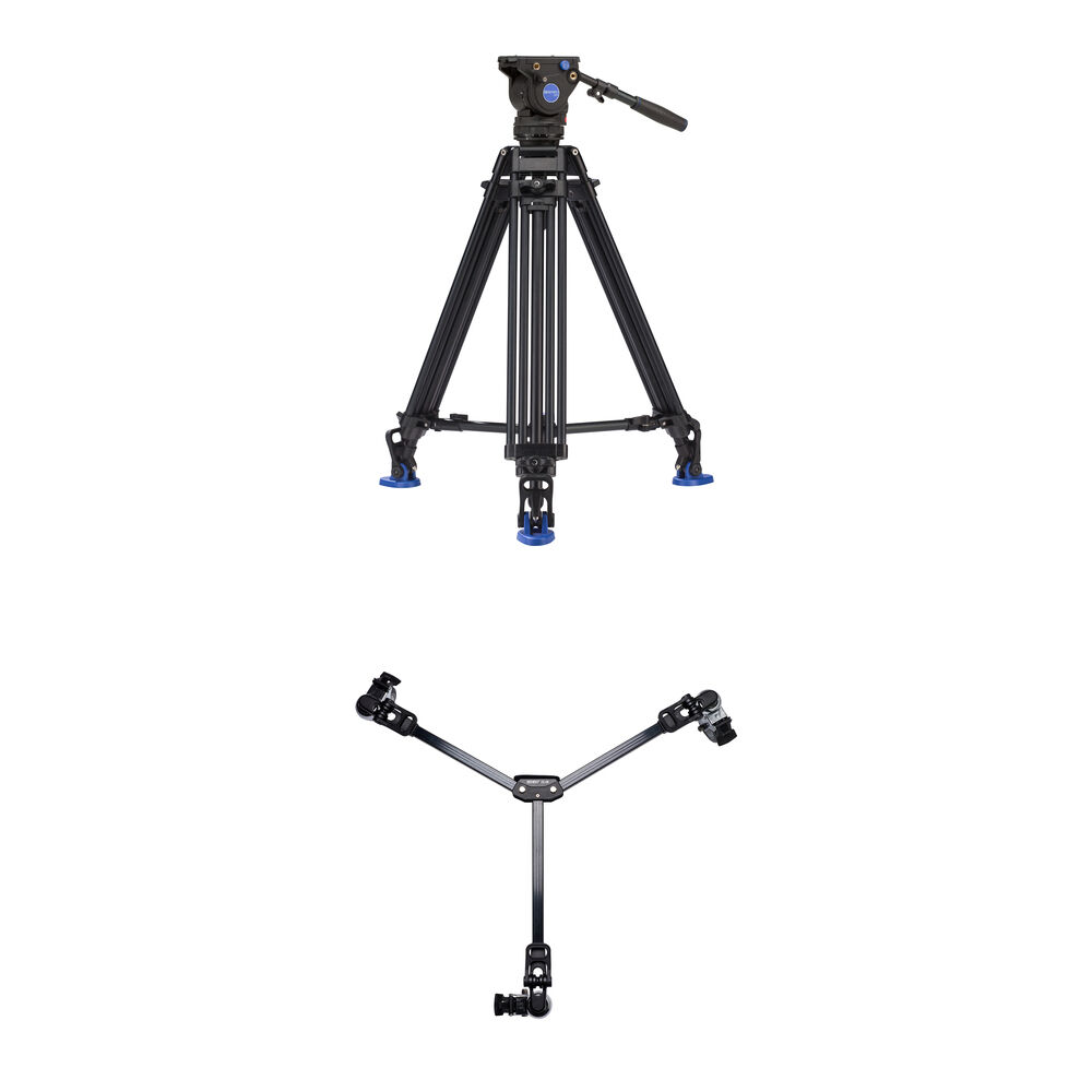 Benro BV6 Pro Kit de Trípode de Video 2 Etapas con Dolly DL-08 - Capacidad de 13.2 lb, Ca