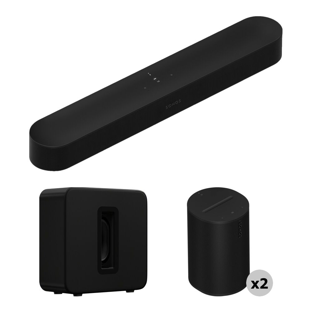 Sonos Beam Gen 2 Barra de Sonido con Subwoofer Inalámbrico Sonos Sub 4 y Dos Altavoces Er