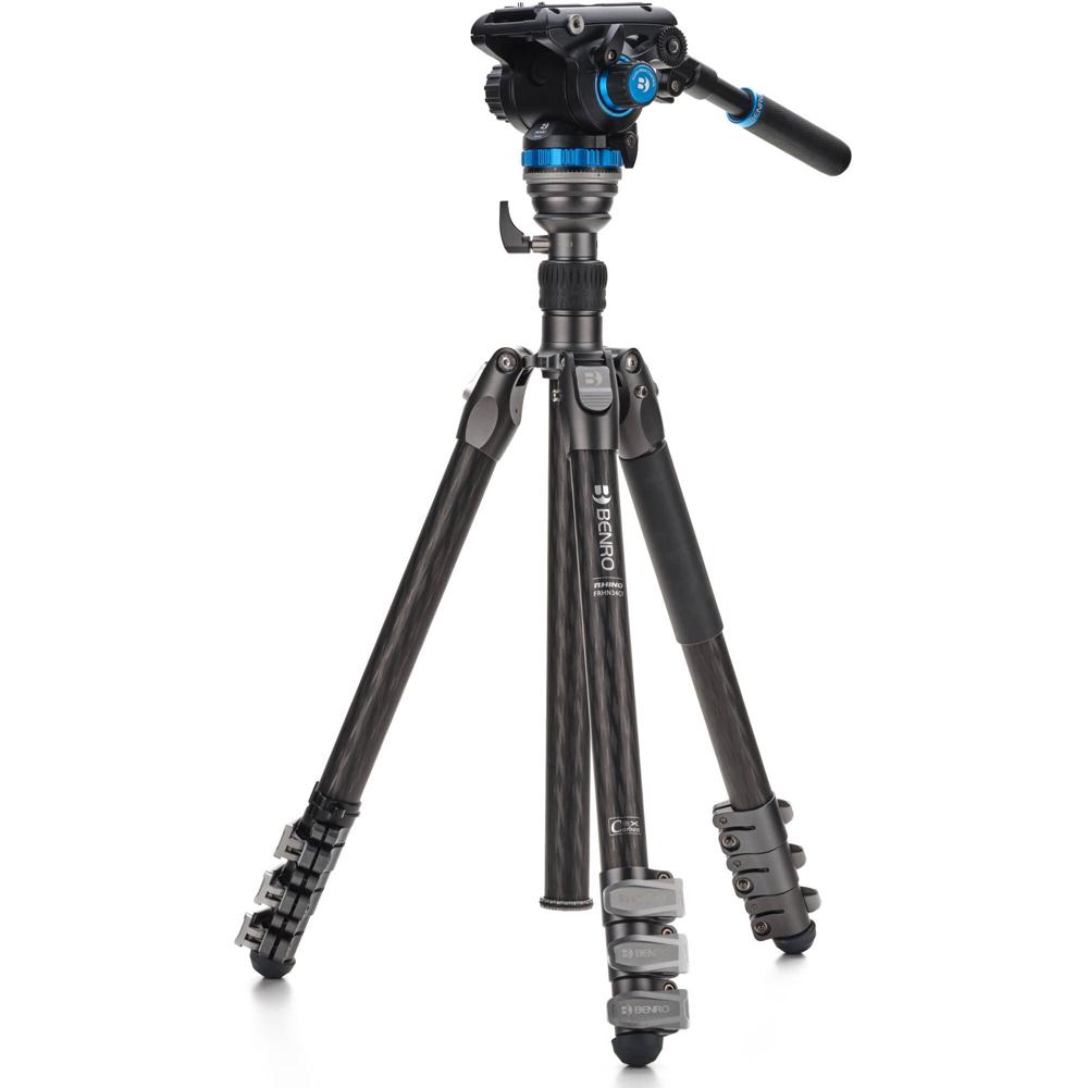 Benro Tripié de Video Rhino S6PRO con Cabezal Fluido y Bloques de Flip, Carbono, Capacida
