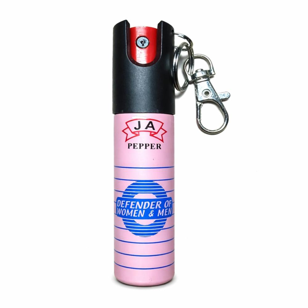 Gas Pimienta Llavero 20ml Compacto Con Seguro Portátil y Clip Metálico Rosa