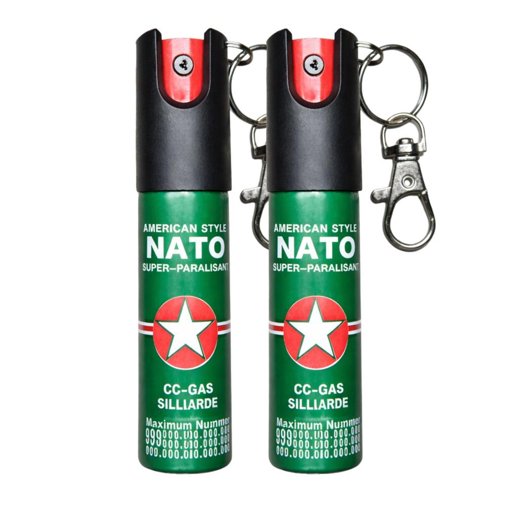 Pack 2 Gas Pimienta Llavero 20ml Compacto Con Seguro Portátil y Clip Metálico Verde