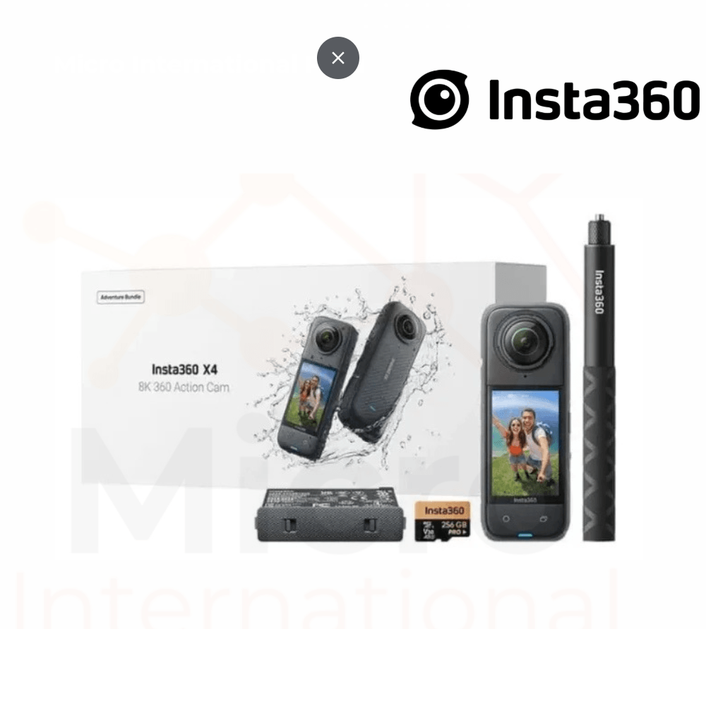 CAMARA DE ACCION INSTA360 X4  8K PACK AVENTURERO ICLUYE BATERIA EXTRA MEMORIA