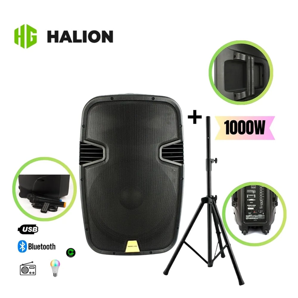Parlante Activo HALION 15 PHA 15MBK 2UHF Mc   Tripode