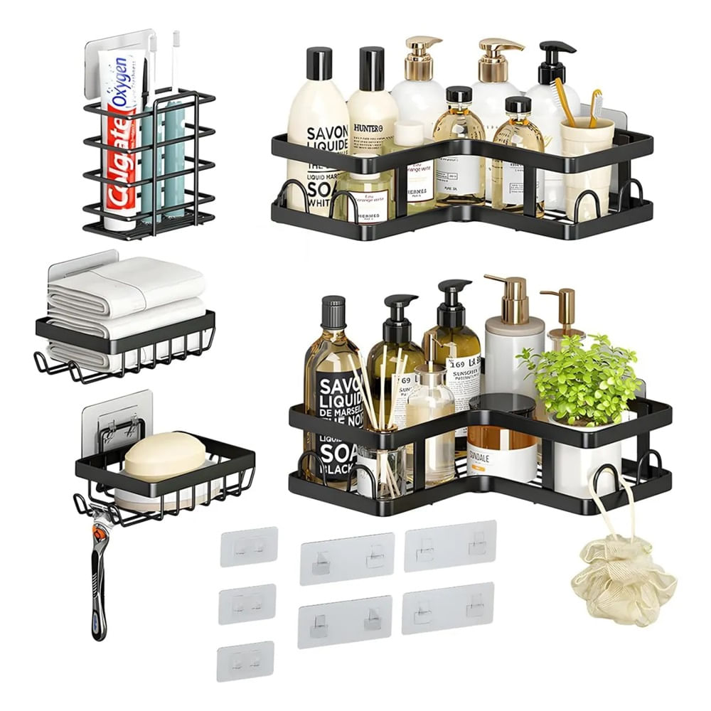 Set 5 Esquinero Organizador Ducha Baño Jabonera Estante