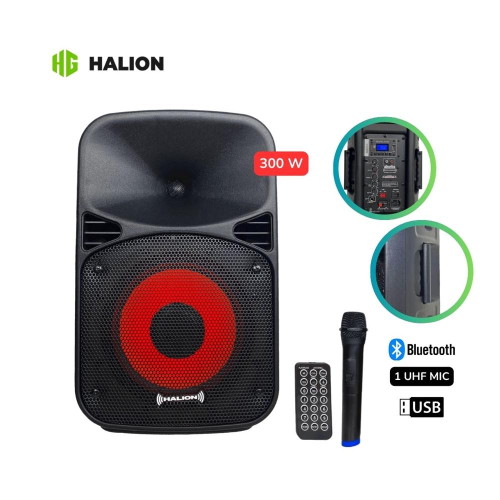 Parlante Activo Halion 300W 1 Micrófono -Batería RHA-8EB