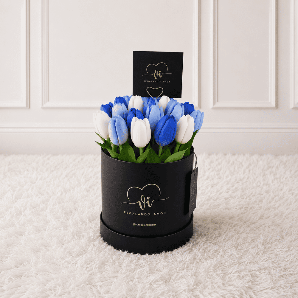 Box de 25 tulipanes - Flores azules - Arreglo floral