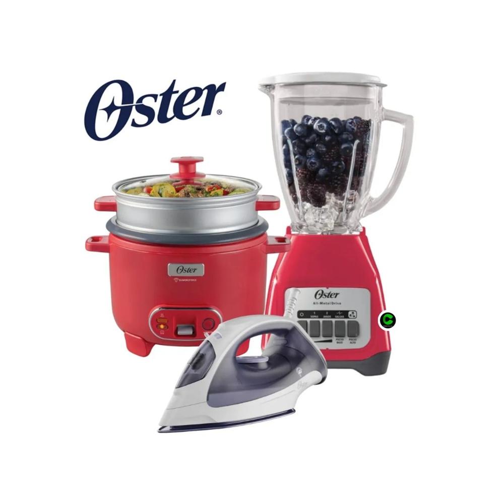 Combo Oster Licuadora 1.5LT - Olla Arrocera 1.8 LT- Plancha a Vapor