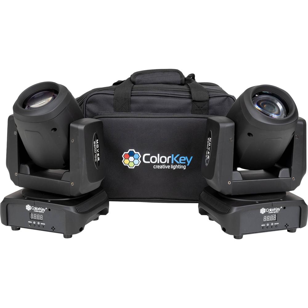 ColorKey Mover Beam 100 Paquete de 2 con Bolsa de Transporte - Luz LED Móvil Multicolor,