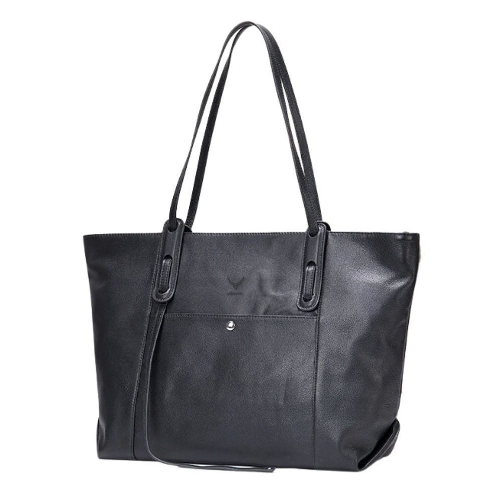 Cartera De Cuero Vacuno Amplia Capacidad Negro 8175