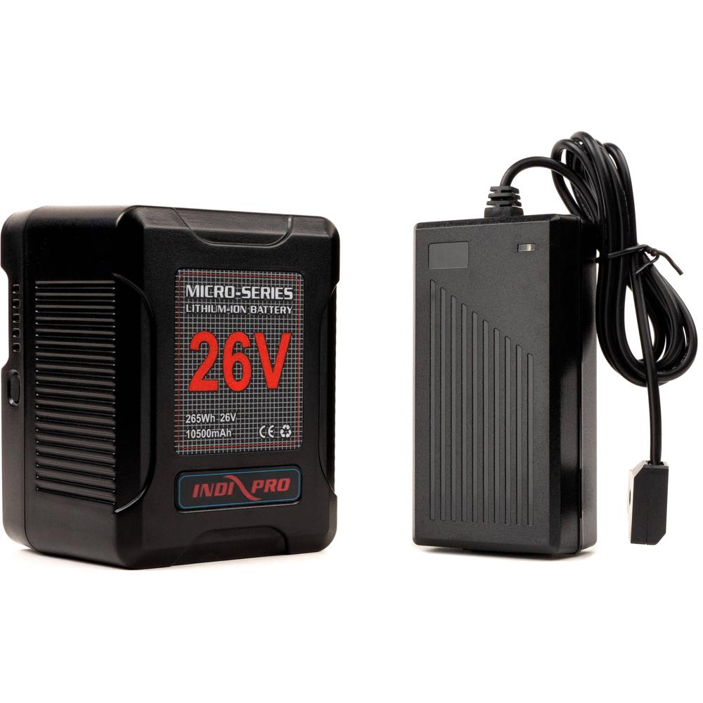 IndiPRO Tools Micro-Series Batería de Litio 26V 260Wh con Cargador D-Tap Pro (V-Mount) -