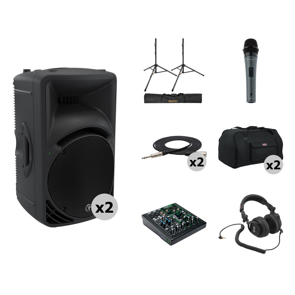 Mackie SRM450 1000W Kit de Altavoces Portátiles de 12"" con Mixer y Accesorios