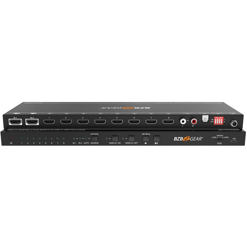 BZBGEAR Splitter/Amplificador de Distribución 2x8 UHD 4K con Control CEC