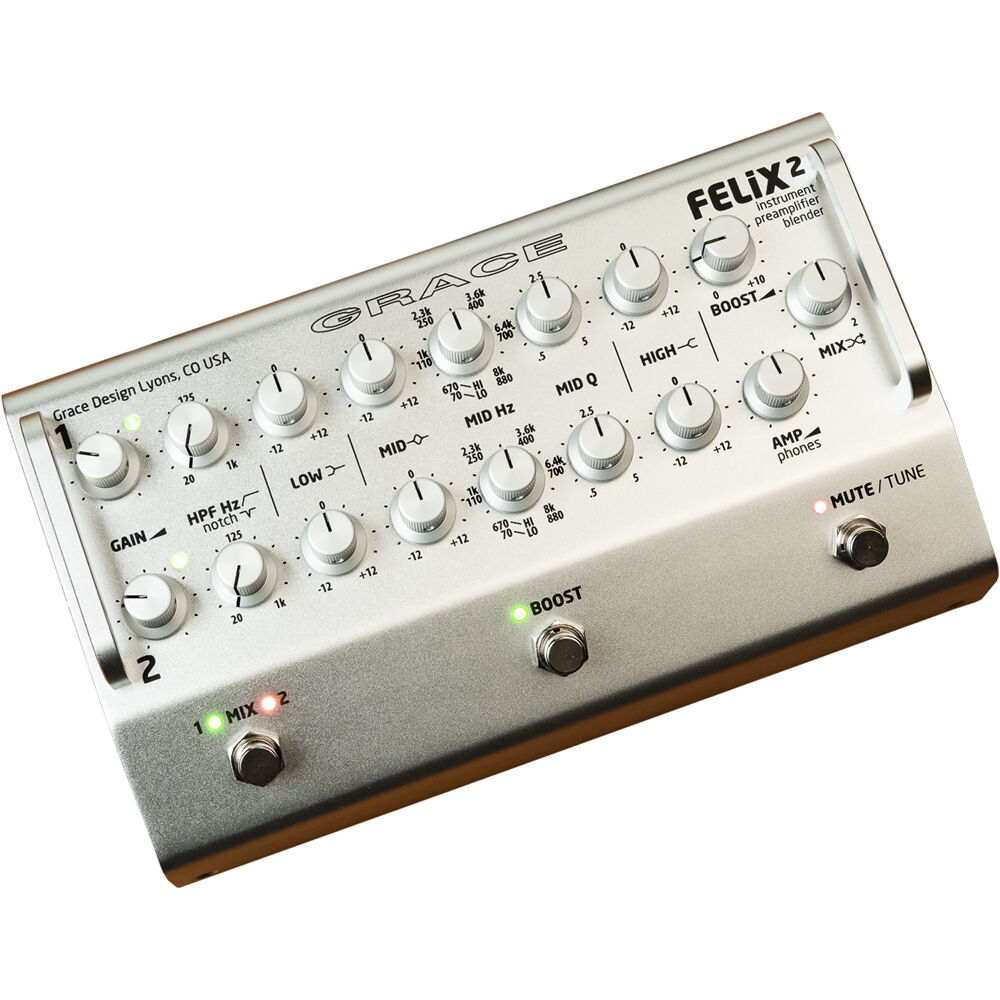 Grace Design FELiX2 Preamp y EQ Dual-Channel con Control de Mezcla - Plata, 48V Phantom Po