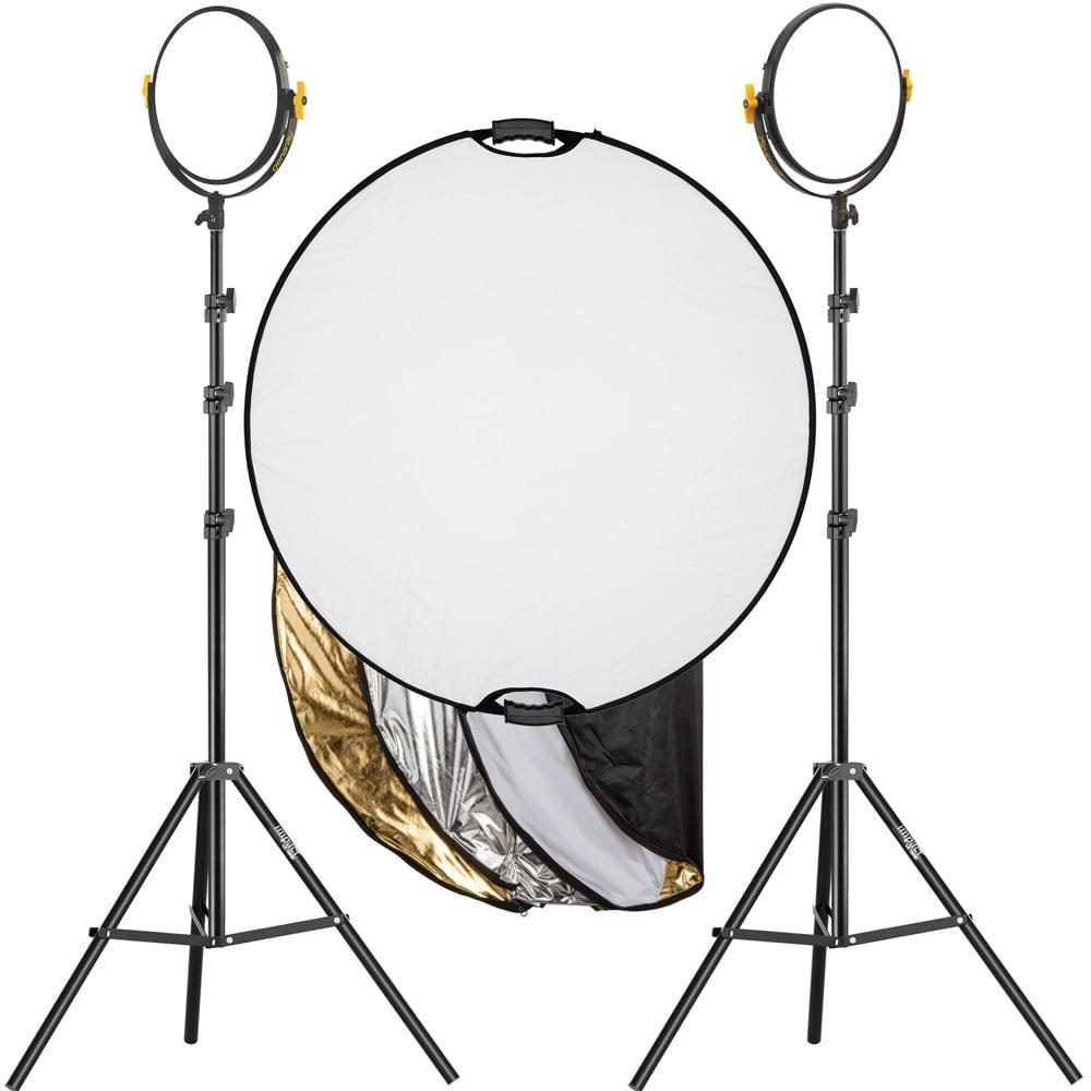 Genaray Kit de Iluminación 2 Luces Mini Moon 11"" LED Bi-Color con Reflector y Soportes de