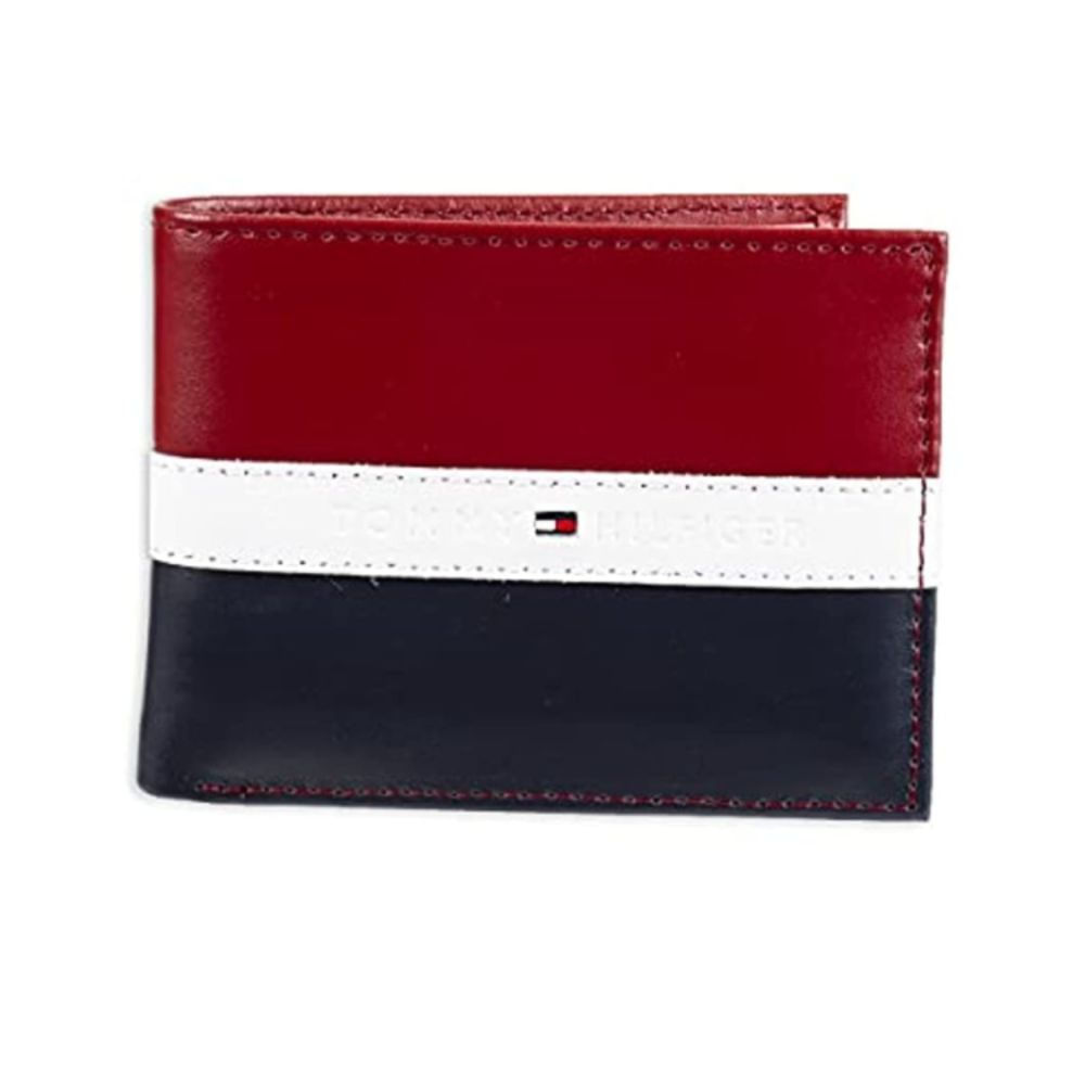 Billetera Tommy Hilfiger Cuero Delgada RFID - Rojo Navy