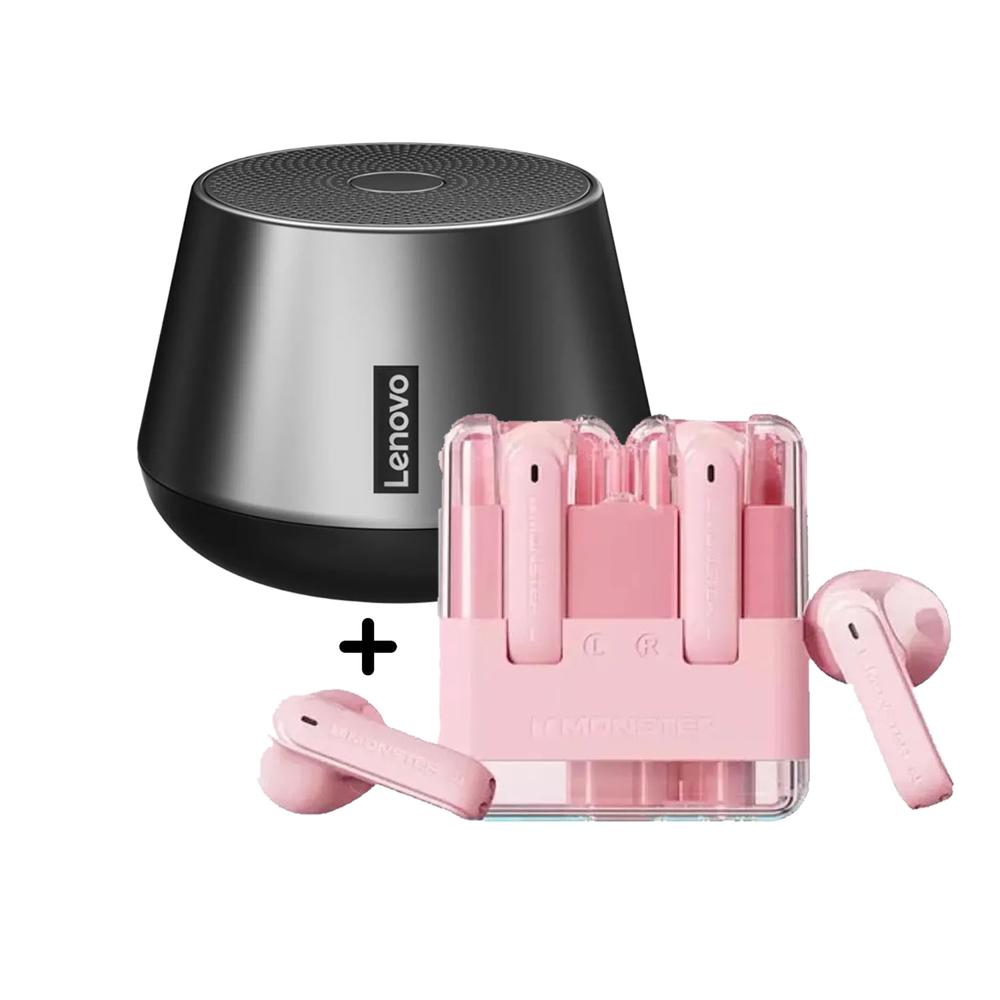 Combo Audifonos Monster Airmars XKT12 Rosado + Parlante K3 PRO