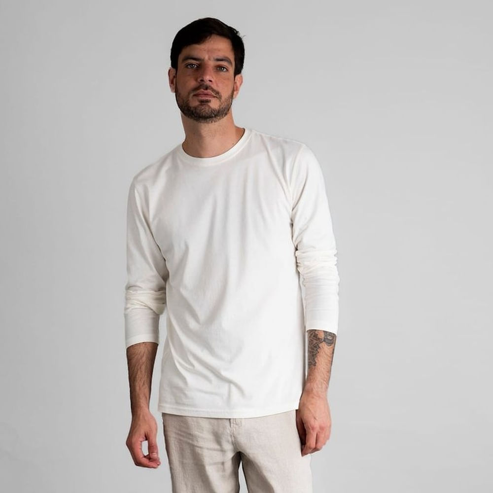 Polo Manga Larga Hombre 100% Algodón Pima Blanco Tiza Marfil S Polo Manga Larga Hombre 100% Algodón Pima Blanco Tiza Marfil S
