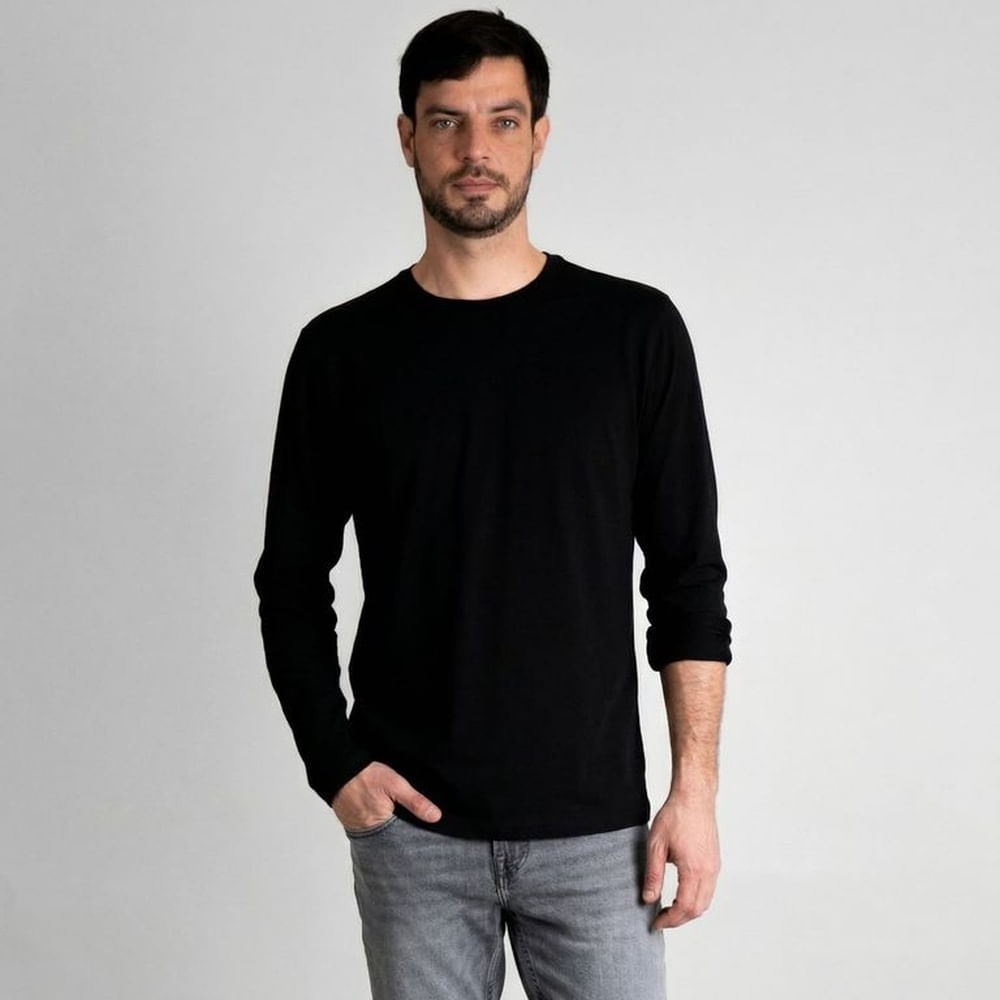 Polo Manga Larga Hombre Negro 100% Algodón Pima Negro S Polo Manga Larga Hombre Negro 100% Algodón Pima Negro S