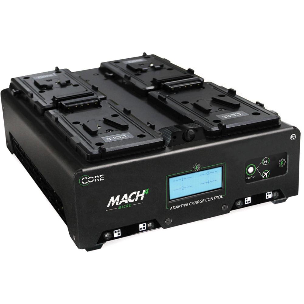 Core SWX Cargador de Baterías Mach4 Micro V-Mount con 4 Bahías, Carga Rápida 4A, Modo S