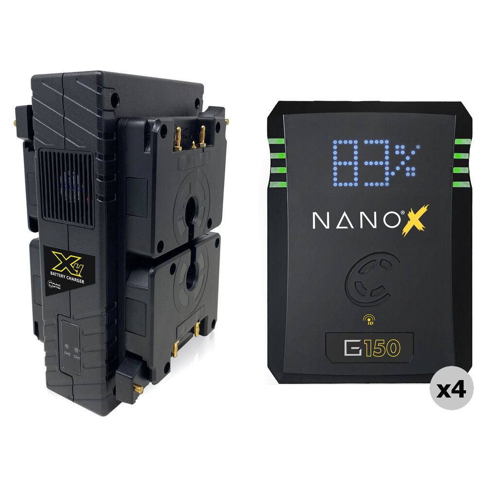 Core SWX NANOX G150 Kit de 4 Baterías Gold Mount + Cargador Cuádruple GP-X4A