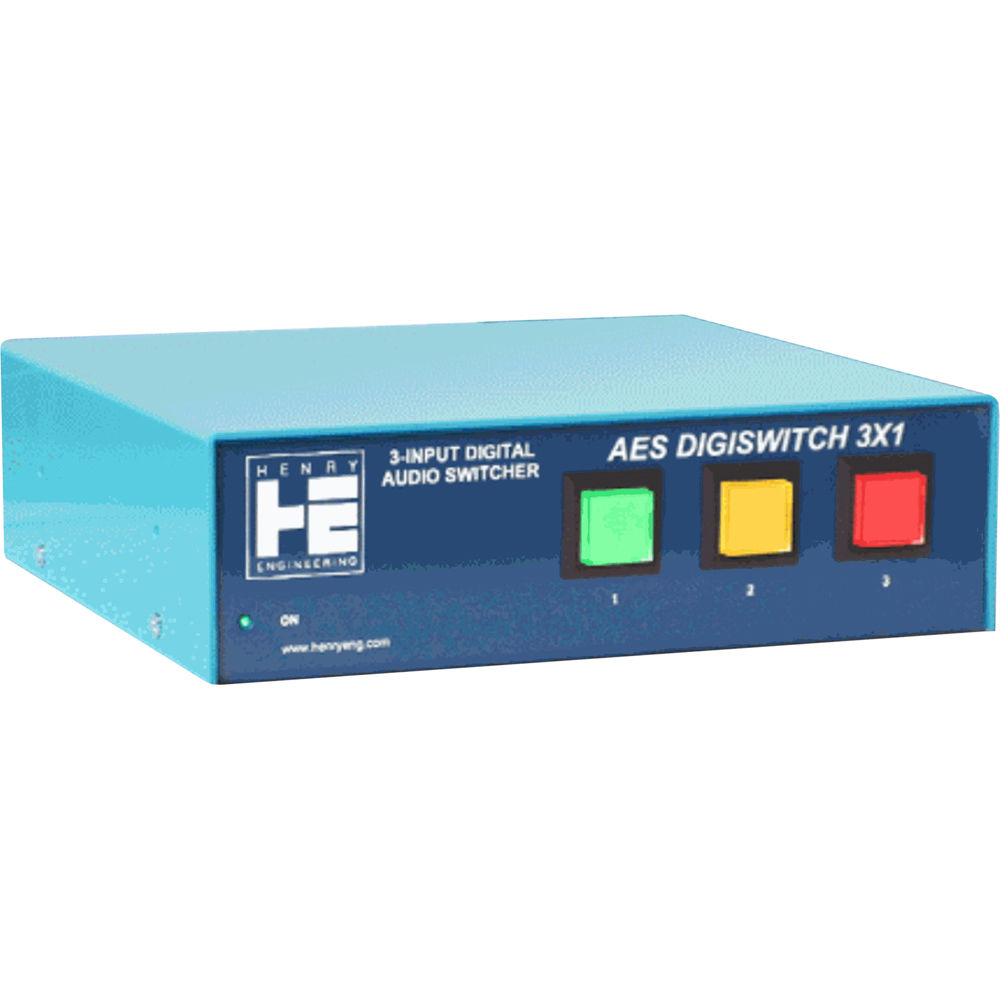 Henry Engineering AES DigiSwitch 3x1 Switcher de Audio Digital de Tres Entradas