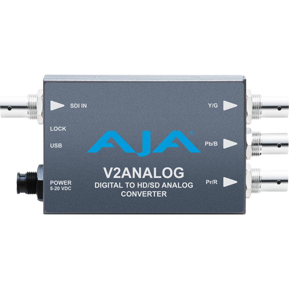 AJA V2Analog Mini-Converter HD/SD-SDI a Analógico - Conversión 10-Bit, Salida YPbPr/RGB,