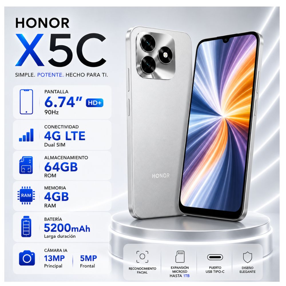 CELULAR HONOR X5C 4GB RAM 64GB PLATEADO