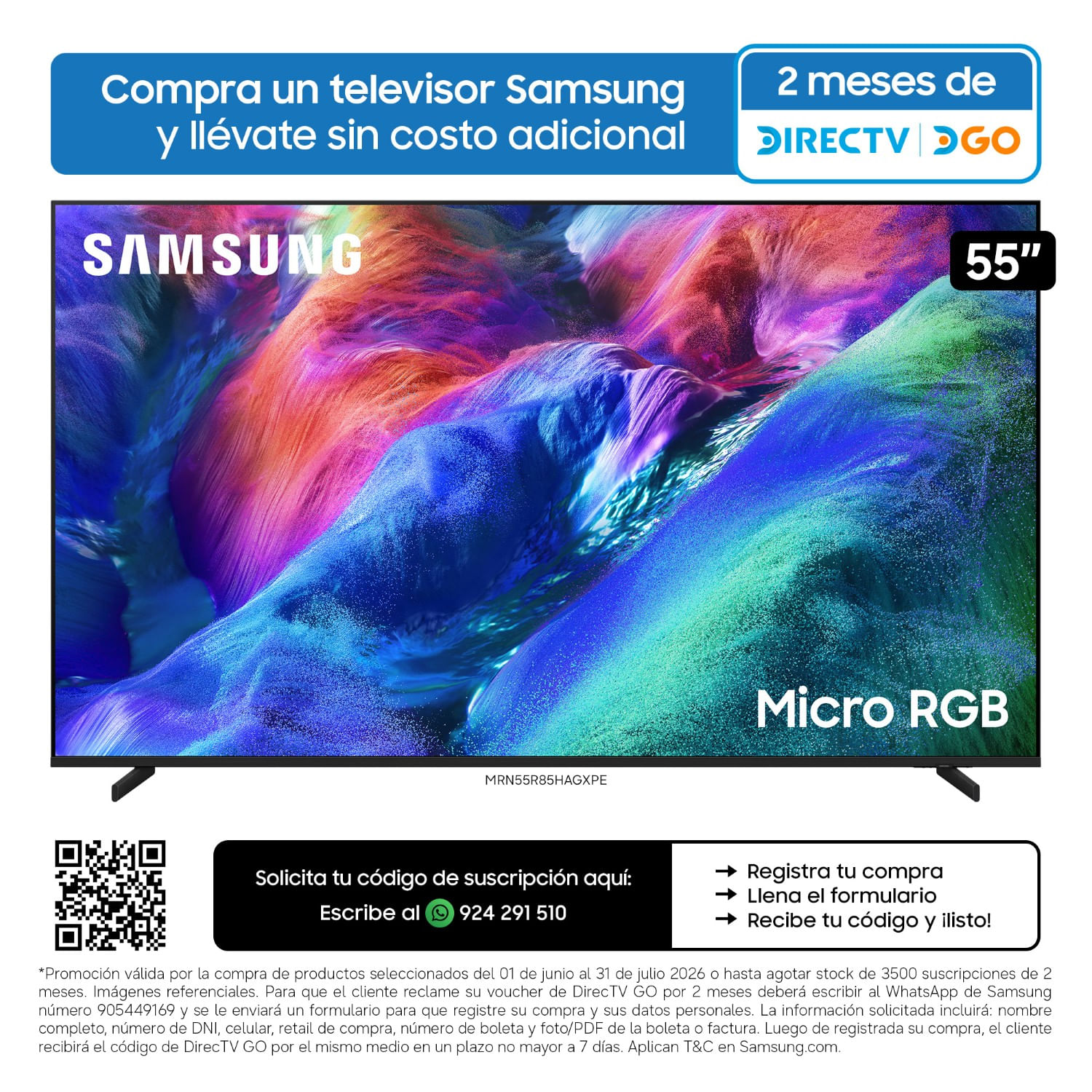 Televisor Samsung 55"" MRN55R85HAGXPE Micro RGB Vision AI UHD 4K
